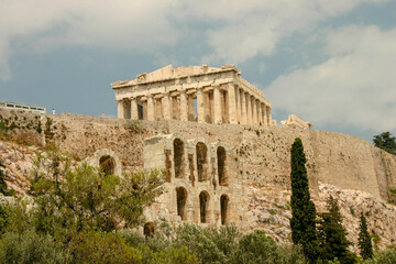 Fototapeta premium The Ruins in the historical city Athens Greece, the Parthenon, Acropolis, and Mars Hill