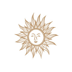 Gold Sun Hand Drawn Illustration	