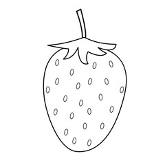 Strawberry white and black vector illustration for kid coloring book. Berry in hand drawn doodle style.