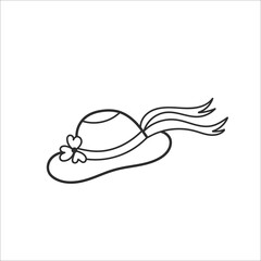Romantic women 's hat. Hand drawn sketch in Doodle style. Fashion vector illustration isolated on a white background. For summer design.