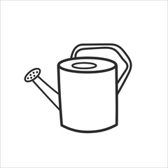 Garden watering can. Hand drawn sketches gardening tools. Isolated elements equipment for agriculture in Doodle style. Vector illustration on a white background.