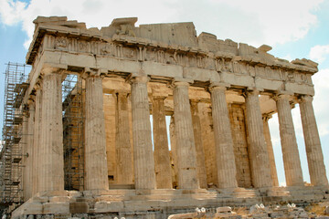 Obraz premium The Ruins in the historical city Athens Greece, the Parthenon, Acropolis, and Mars Hill