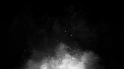 Abstract smoke steam moves on a black background . The concept of aromatherapy. Fog overlays texture.