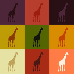 giraffe in different colors on different backgrounds