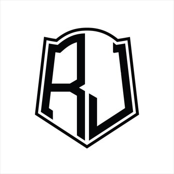 recommend clip art: RJ Logo monogram with shield shape outline design template