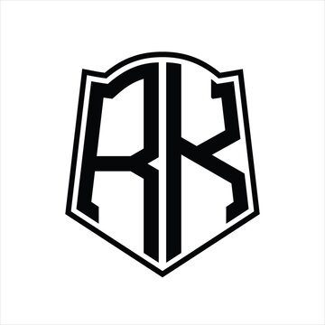 recommend clip art: RK Logo monogram with shield shape outline design template