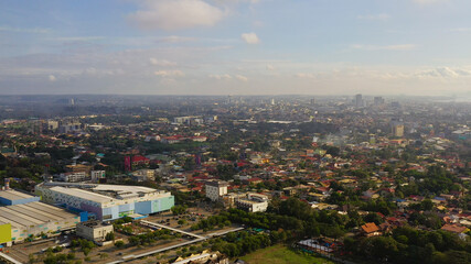 Obraz premium Aerial View of Davao city, the capital of Mindanao island. Davao del Sur, Philippines.
