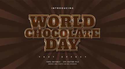 World Chocolate Day Text in Gold and Chocolate with Embossed Effect