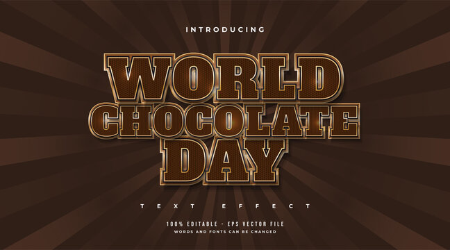World Chocolate Day Text in Gold and Chocolate with Embossed Effect