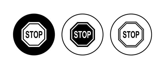 Stop icon set. stop road sign. hand stop icon vector