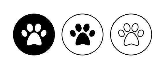 Paw icon set. paw print icon vector. dog or cat paw