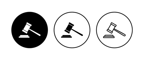 Gavel icon set. judge gavel icon vector. law icon vector. auction hammer