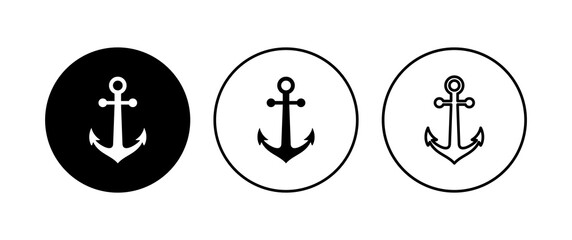 Anchor icon set. Anchor symbol logo. Anchor marine icon.