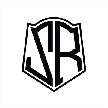 recommend clip art: ZR Logo monogram with shield shape outline design template
