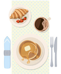 Vector illustration of a served morning breakfast