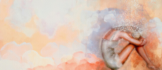 Many thoughts. Watercolor concept background