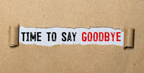 Time to say goodbye text on brown envelope - obrazy, fototapety, plakaty