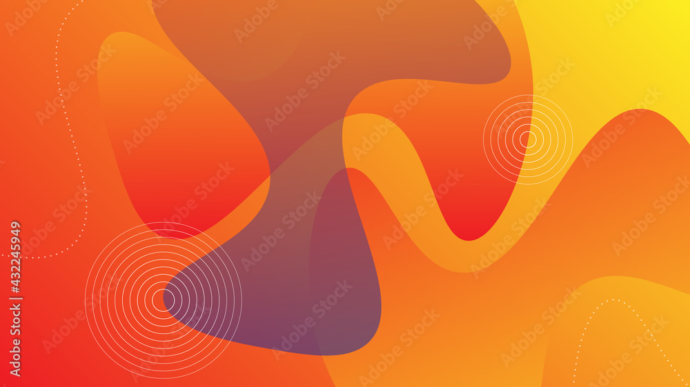 Poster abstract modern background with vibrant red orange color gradient and fluid liquid element