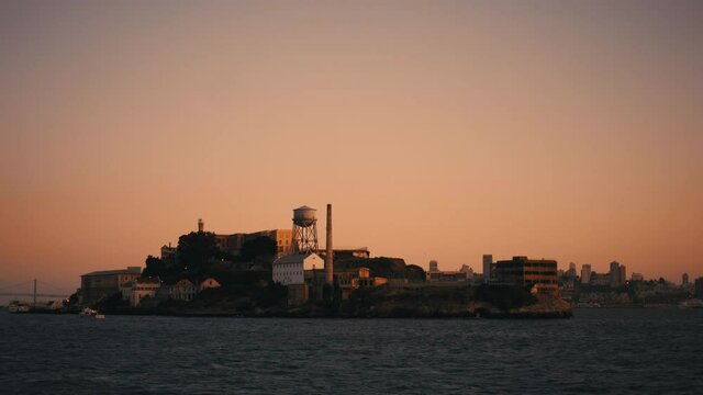 alcatraz san fransisco at sunset west coast 4k