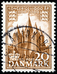 stamp Denmark 1953 The 1000th Anniversary of the Kingdom of Denmark Church of Kalundborg Gothic...