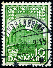 stamp Denmark 1954 The 1000th Anniversary of the Kingdom of Denmark medieval castle