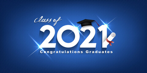 Vector text for graduation modern design, congratulation event, T-shirt, party, high school or college graduate. Lettering Class of 2021 for greeting, invitation card 