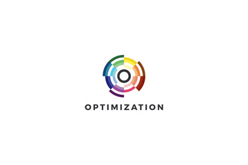 Letter O optimization colourful logo design