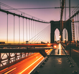 Brooklyn bridge at sunrise traffic New York City beautiful place usa love 