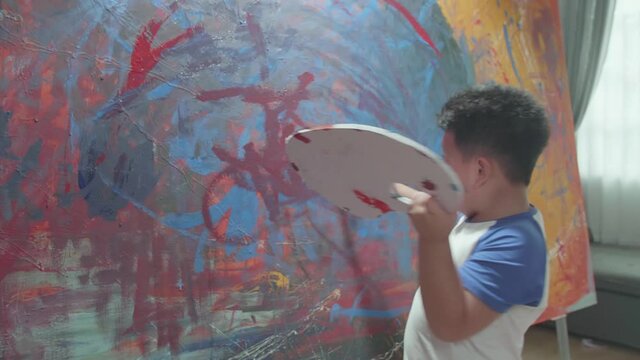 Dirty Little Boy Painting Art Picture
