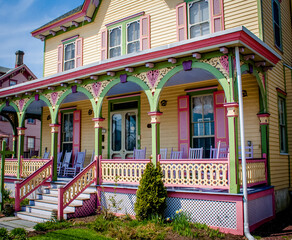 Brightly painted home in Cape May, New Jersey