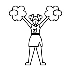 Isolated icon of a cheerleader with pompoms