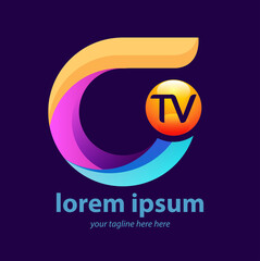 Vector abstract, modification letter G as a symbol or logo TV station.
