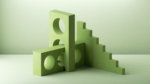 3d render, abstract green background with geometric composition. Minimal showcase scene for product presentation