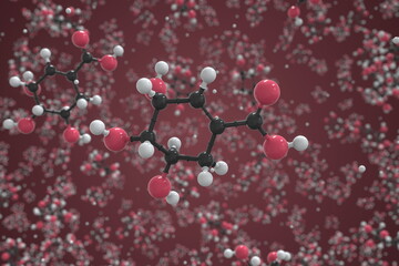 Shikimic acid molecule made with balls, scientific molecular model. Chemical 3d rendering