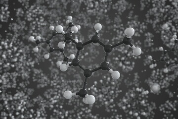 Mesitylene molecule made with balls, scientific molecular model. Chemical 3d rendering