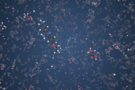 Ethacridine Lactate Molecule Made With Balls, Conceptual Molecular Model. Chemical 3d Rendering