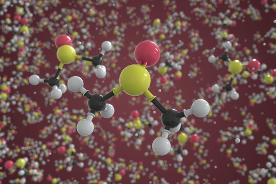 Dimethyl sulfoxide molecule, ball-and-stick molecular model. Chemical 3d rendering