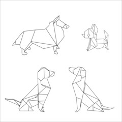 origami geometric dogs: logo, icon, print