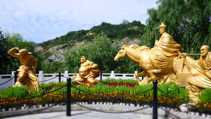 gold buddha found in the temple or worship outdoor
