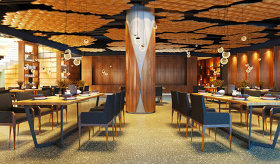 3d render of cafe restaurant