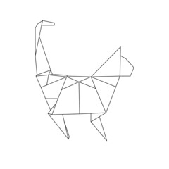 origami geometric cat: logo, icon, print