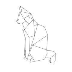 origami geometric cat: logo, icon, print