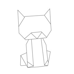 origami geometric cat: logo, icon, print