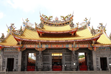 Obraz premium Text is Seitengu. Seitengu, a Taiwan temple or a palace in Sakado City, Saitama Prefecture in Japan. There are 5,000 dragon sculptures. 