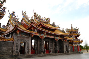 Fototapeta premium Text is Seitengu. Seitengu, a Taiwan temple or a palace in Sakado City, Saitama Prefecture in Japan. There are 5,000 dragon sculptures. 