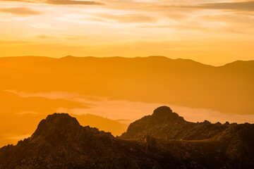 Orange glow over the South West National Park, Tasmania