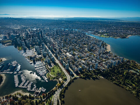 Stock aerial photo of Downtown Vancouver, Canada