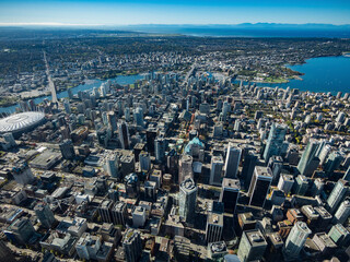 Stock aerial photo of Downtown Vancouver, Canada