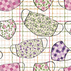 Modern pattern with masks printed with small floral patterns. pattern for textiles and decoration