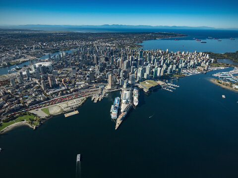 Stock aerial photo of Place Cruise Ship Terminal Vancouver, Canada
